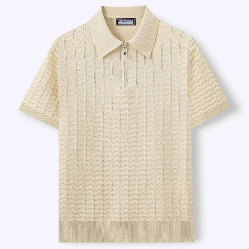 LAURENT MONACO | POLO EN MAILLE À COL ZIP TEXTURÉ POUR HOMMES