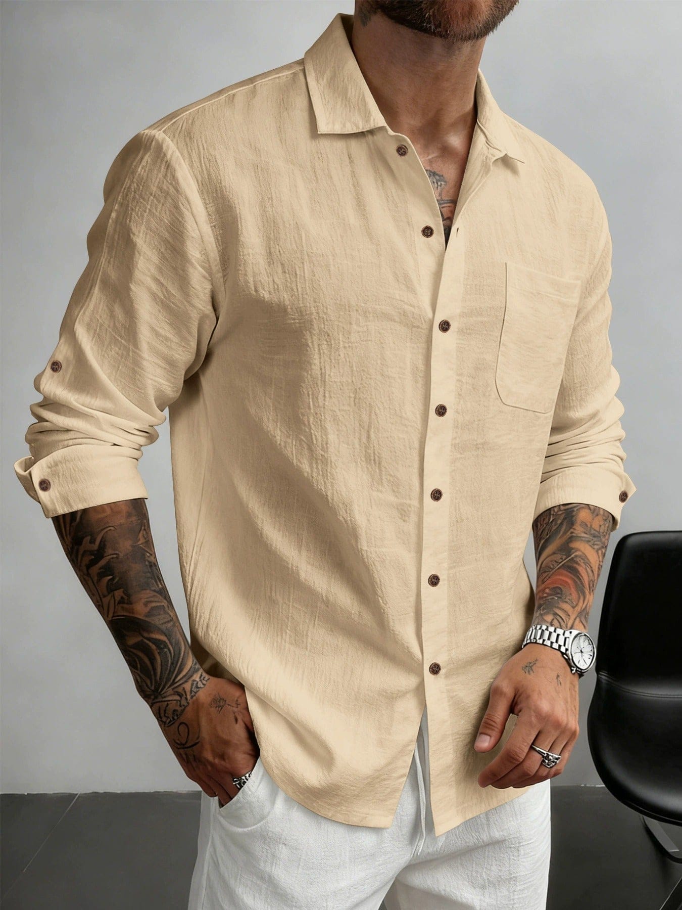 LAURENT MONACO | CHEMISE EN COTON TEXTURÉ POUR HOMME