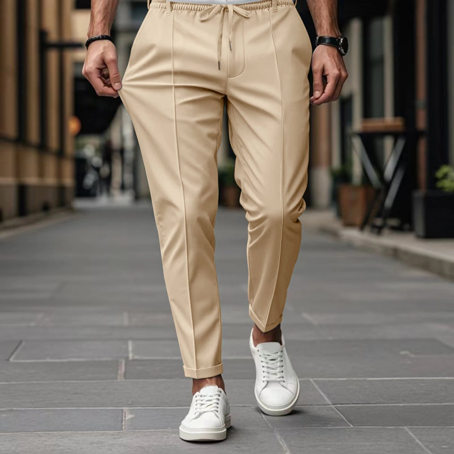 LAURENT MONACO | PANTALONS CHINO SLIM FIT AVEC CORDON DE SERRAGE POUR HOMMES