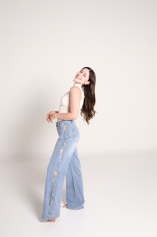 Romina | Pantalón wide leg azul claro con detalle lateral