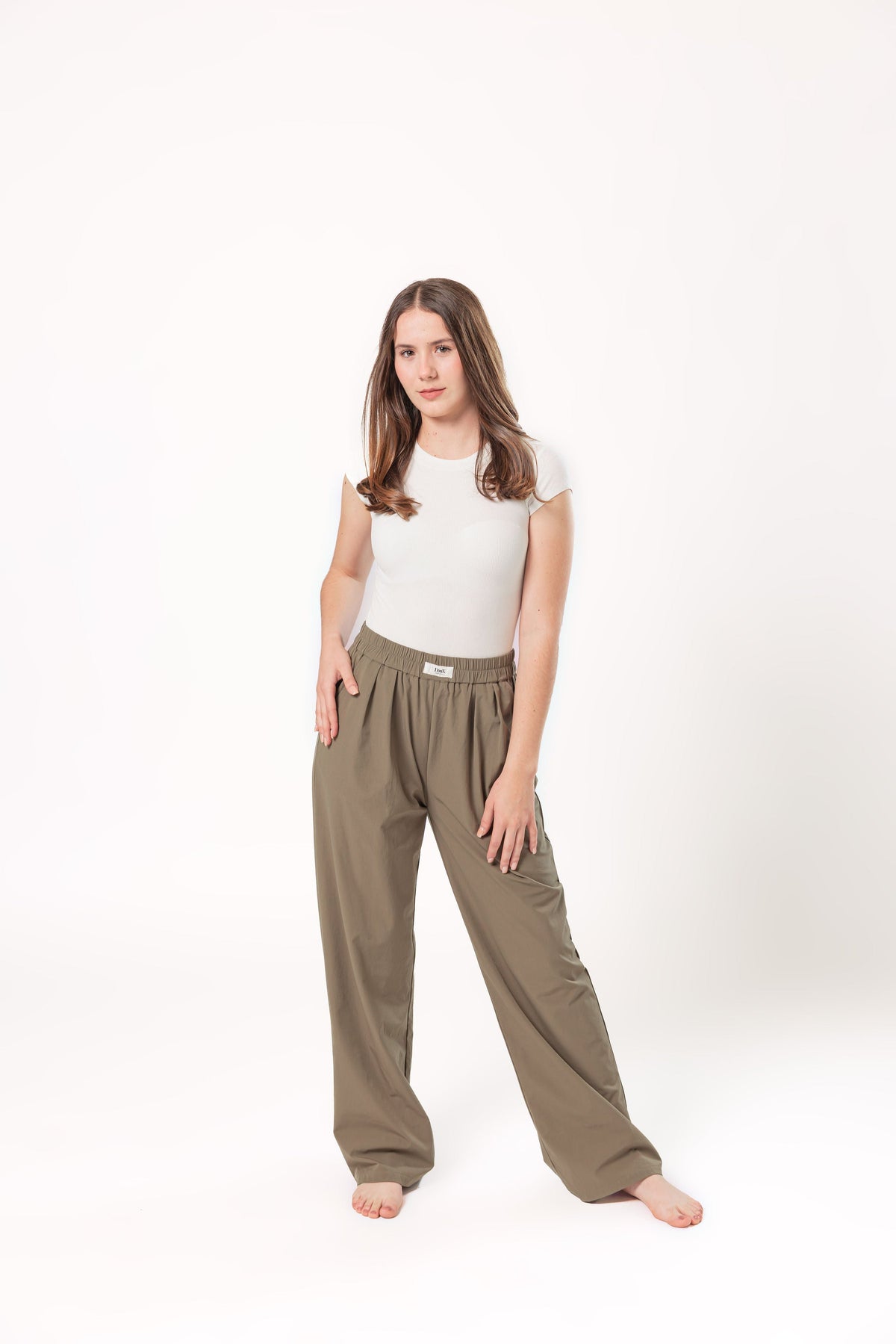 Oliva | Pantalón wide leg verde olivo