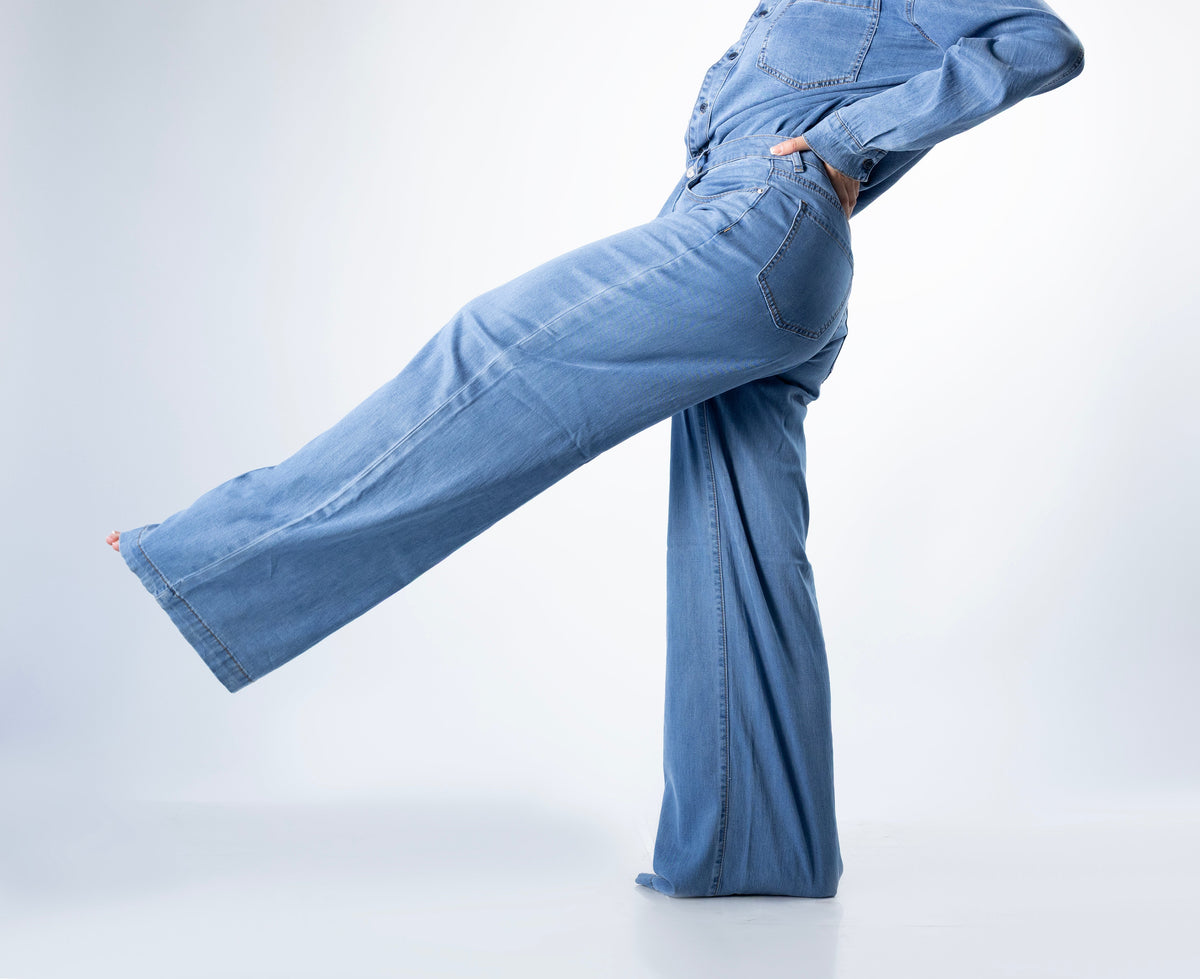 Lorena | Pantalón wide leg azul medio