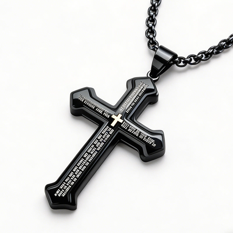 Herren Halskette mit Kreuz & Vaterunser-Gravur – robust, spirituell & zeitlos – ideal für den täglichen Gebrauch & als Geschenk✝️✨