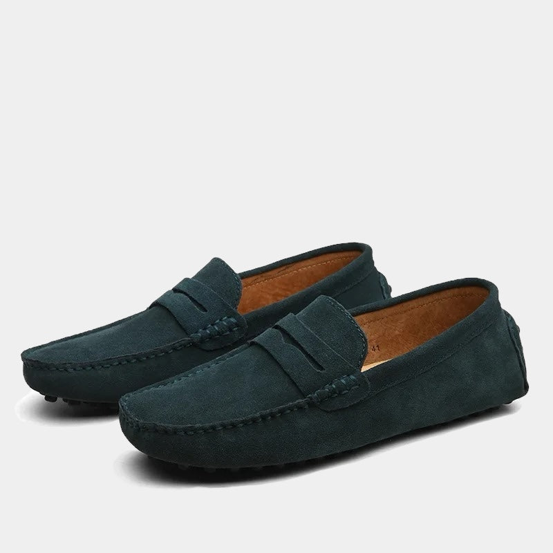 LAURENT MONACO | MOCASSINS PENNY MODERNES EN DAIM POUR HOMMES