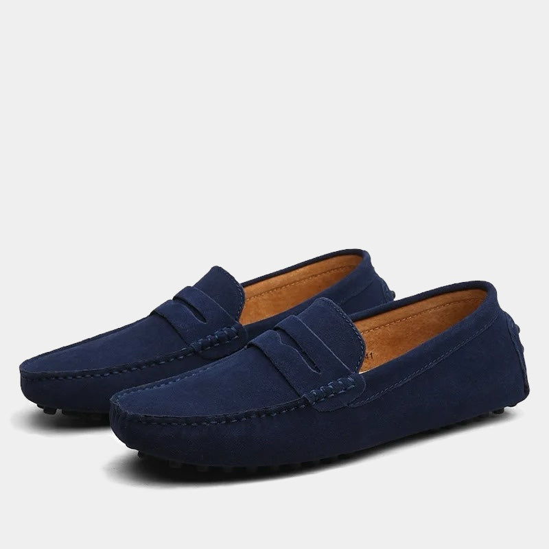 LAURENT MONACO | MOCASSINS PENNY MODERNES EN DAIM POUR HOMMES