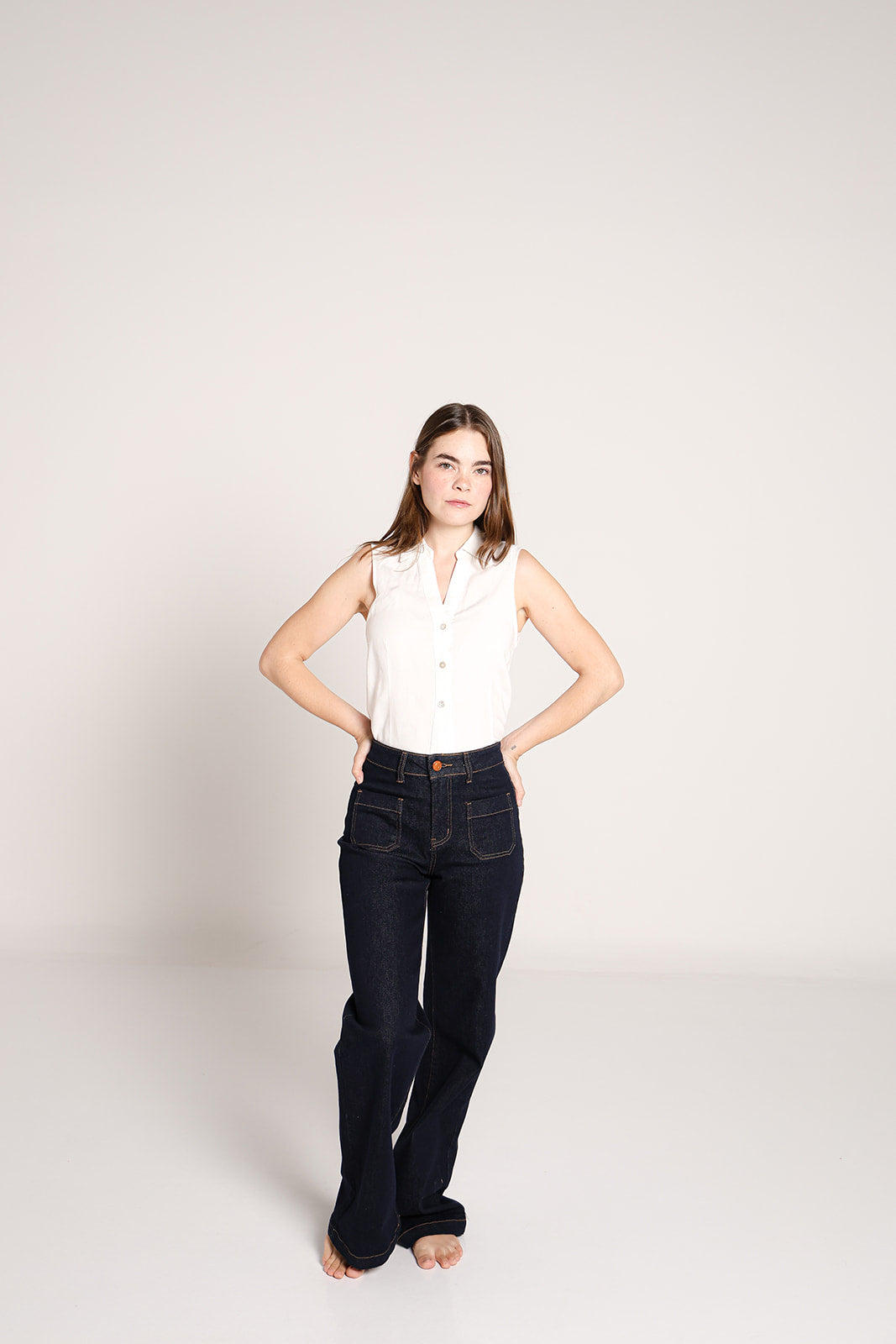Lucía | Pantalón wide leg mezclilla azul oscuro