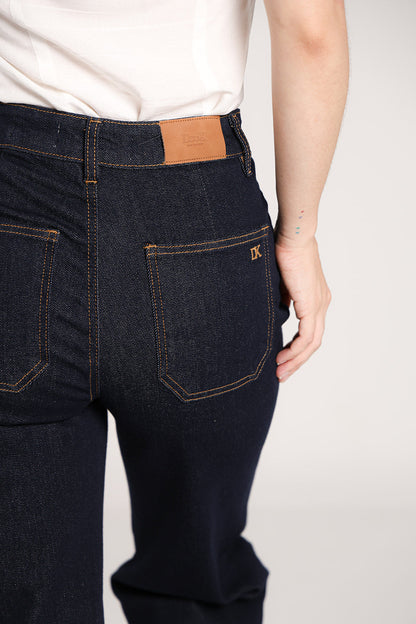 Lucía | Pantalón wide leg mezclilla azul oscuro