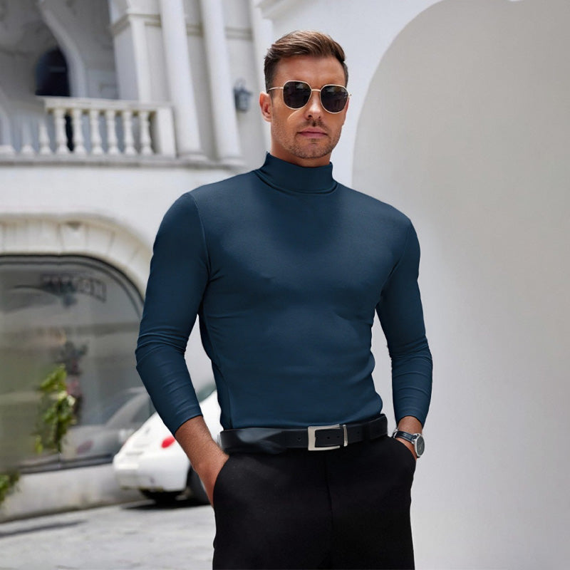 Slim Fit Langarm-T-Shirt für Herren mit Stehkragen