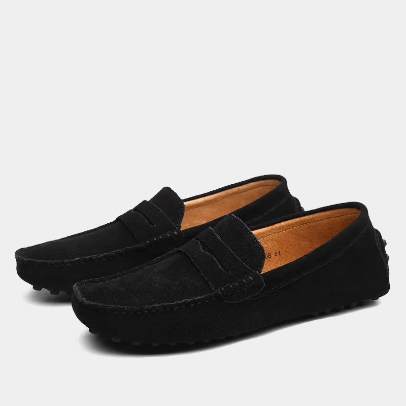LAURENT MONACO | MOCASSINS PENNY MODERNES EN DAIM POUR HOMMES