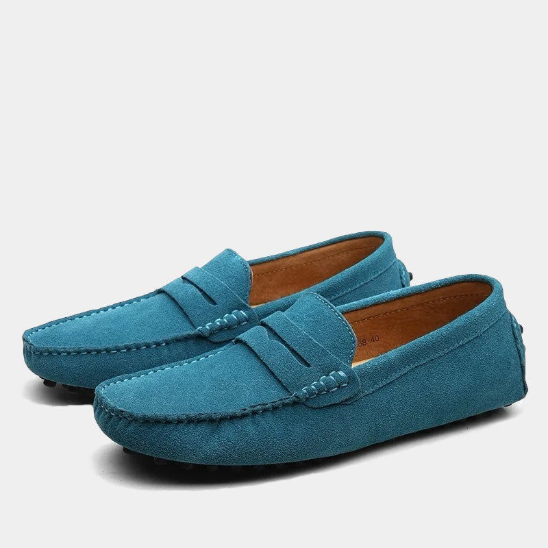 LAURENT MONACO | MOCASSINS PENNY MODERNES EN DAIM POUR HOMMES
