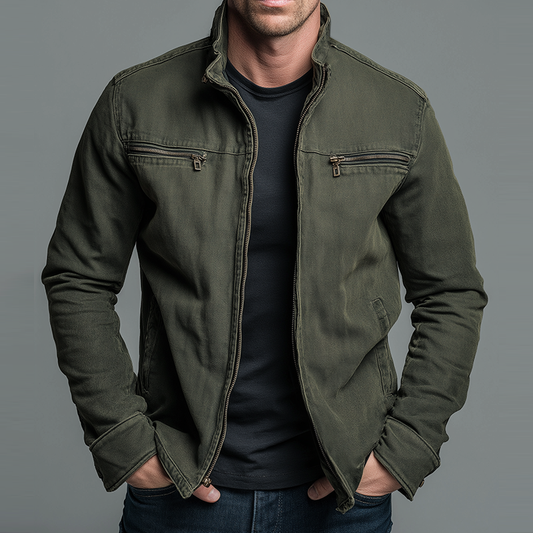 Carlos | Chaqueta vintage de algodón con cremallera