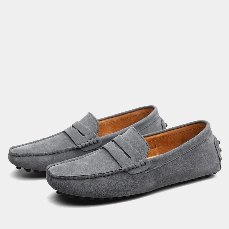 LAURENT MONACO | MOCASSINS PENNY MODERNES EN DAIM POUR HOMMES