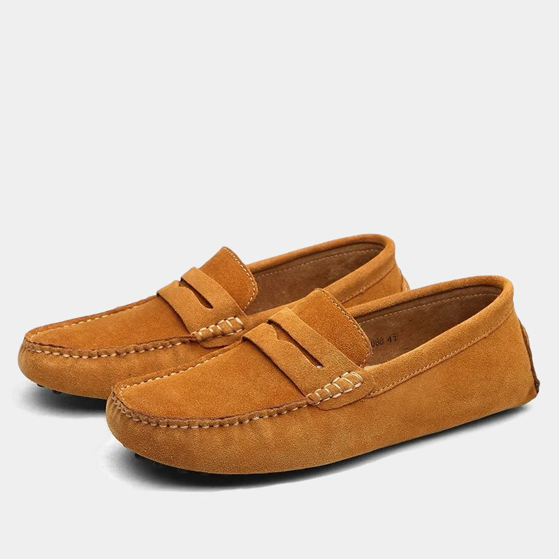LAURENT MONACO | MOCASSINS PENNY MODERNES EN DAIM POUR HOMMES