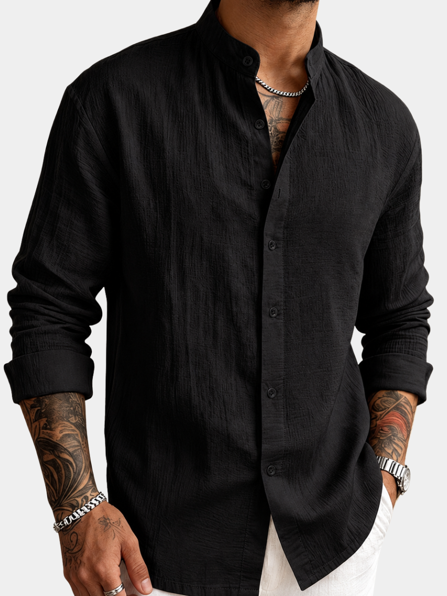 LAURENT MONACO | CHEMISE HENLEY EN LIN POUR HOMMES
