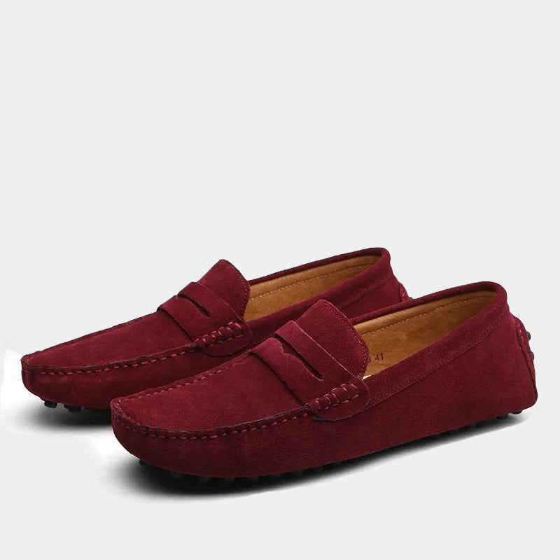 LAURENT MONACO | MOCASSINS PENNY MODERNES EN DAIM POUR HOMMES