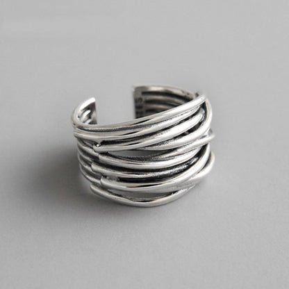 Helena | Anillo ajustable de plata en capas