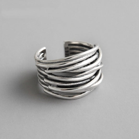Helena | Anillo ajustable de plata en capas