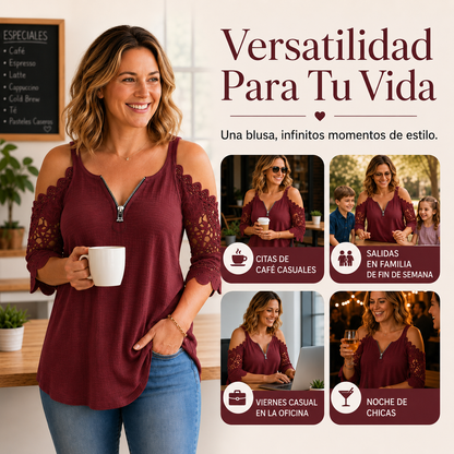 Victoria | Blusa de encaje con hombros descubiertos