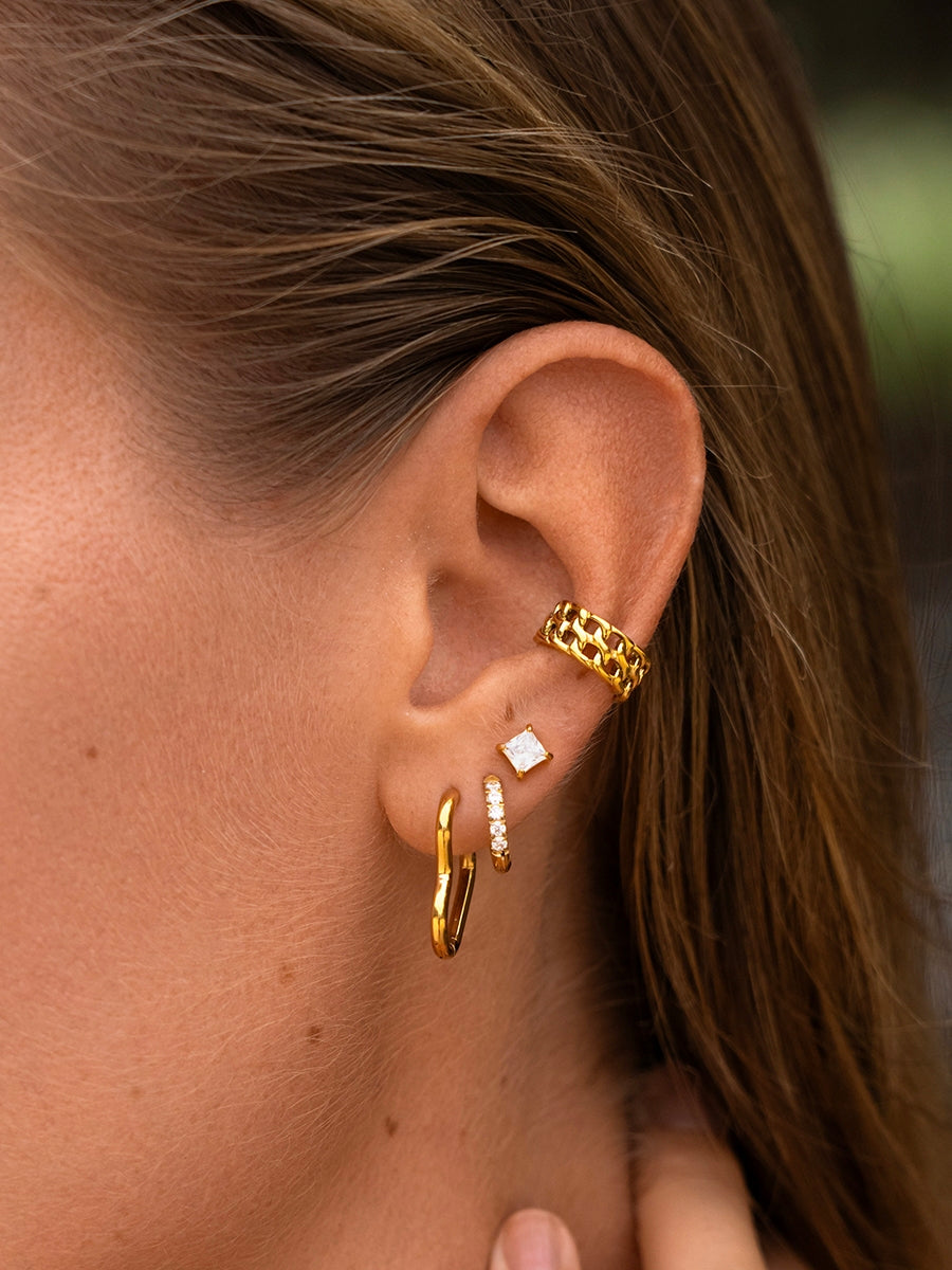 Celeste | Aretes de aro con zirconias