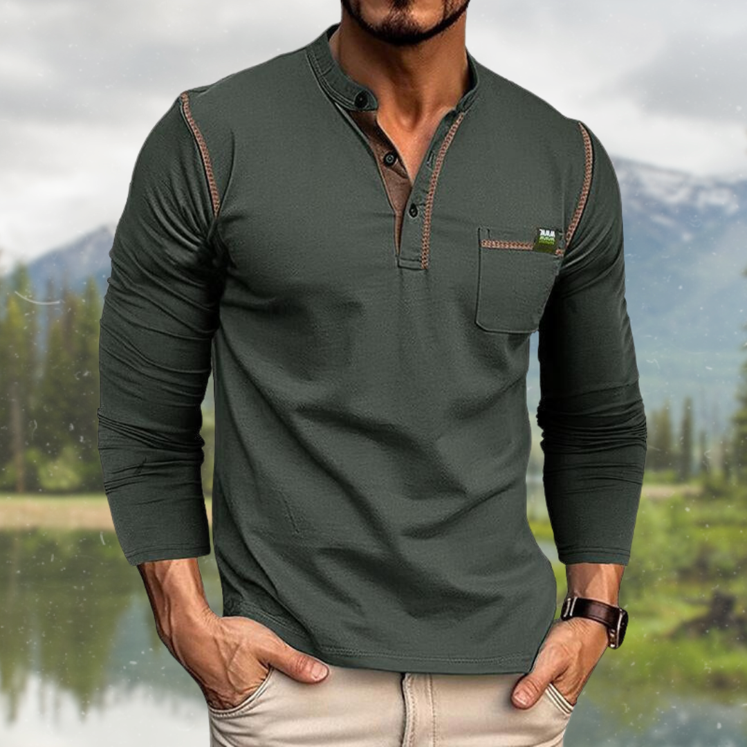 LAURENT MONACO | CHEMISE À MANCHES LONGUES AVEC POCHE POUR HOMMES