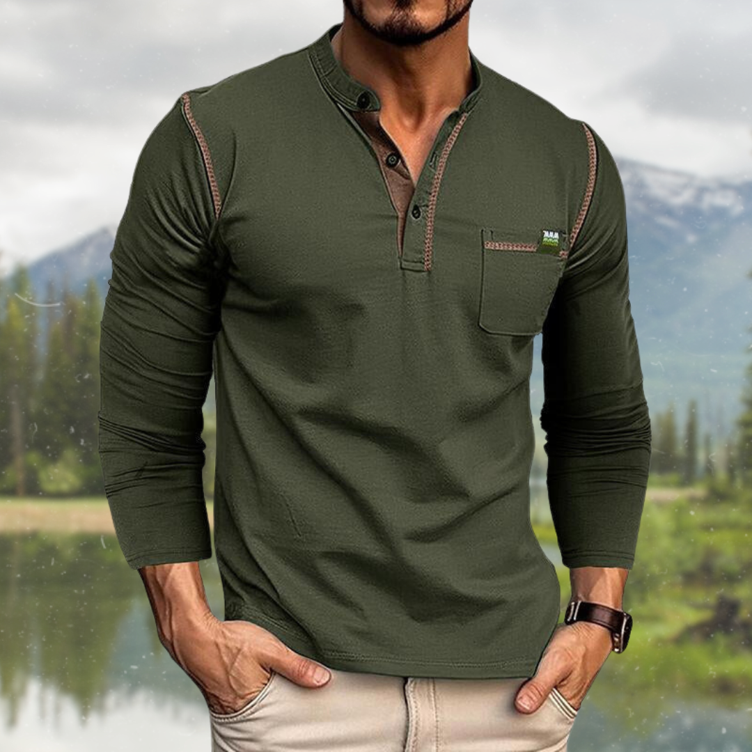 LAURENT MONACO | CHEMISE À MANCHES LONGUES AVEC POCHE POUR HOMMES