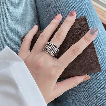 Helena | Anillo ajustable de plata en capas