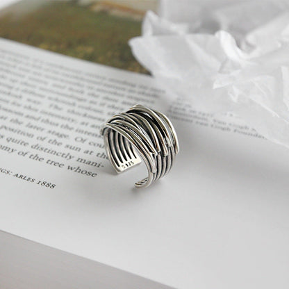 Helena | Anillo ajustable de plata en capas