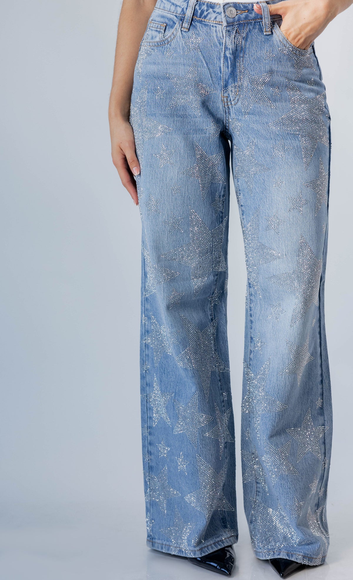 Inés | Pantalón wide leg azul claro