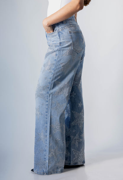 Inés | Pantalón wide leg azul claro