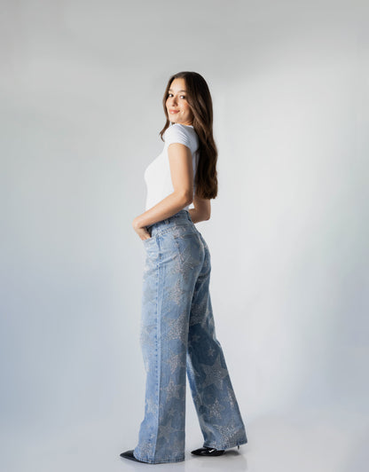 Inés | Pantalón wide leg azul claro