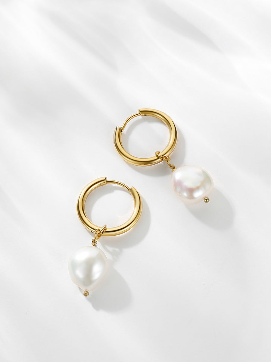 Isabella | Aretes de aro con perla