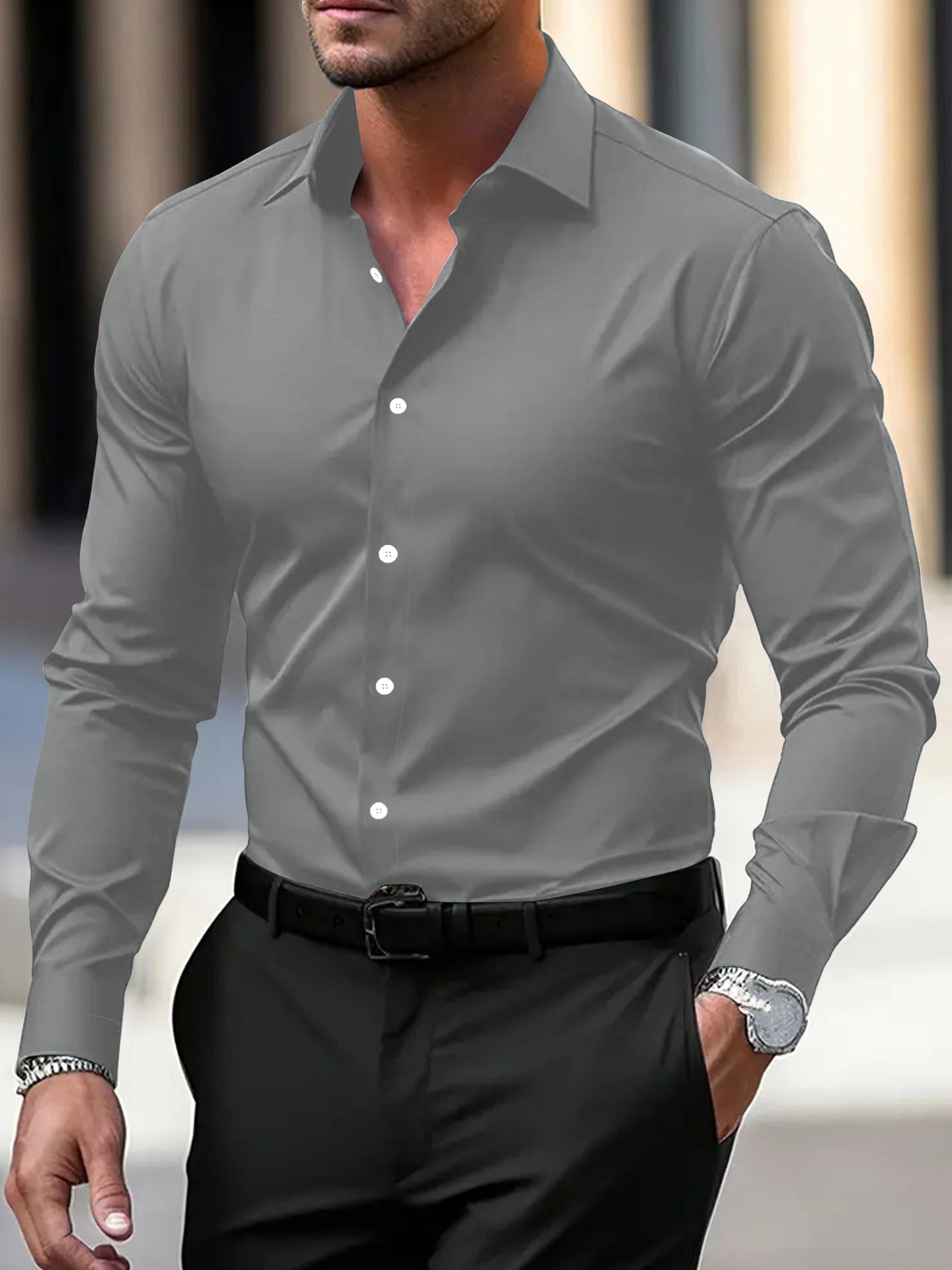 LAURENT MONACO | CHEMISE D'AFFAIRES À MANCHES LONGUES POUR HOMMES