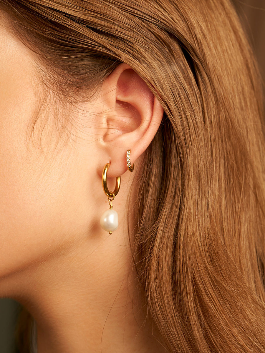 Isabella | Aretes de aro con perla
