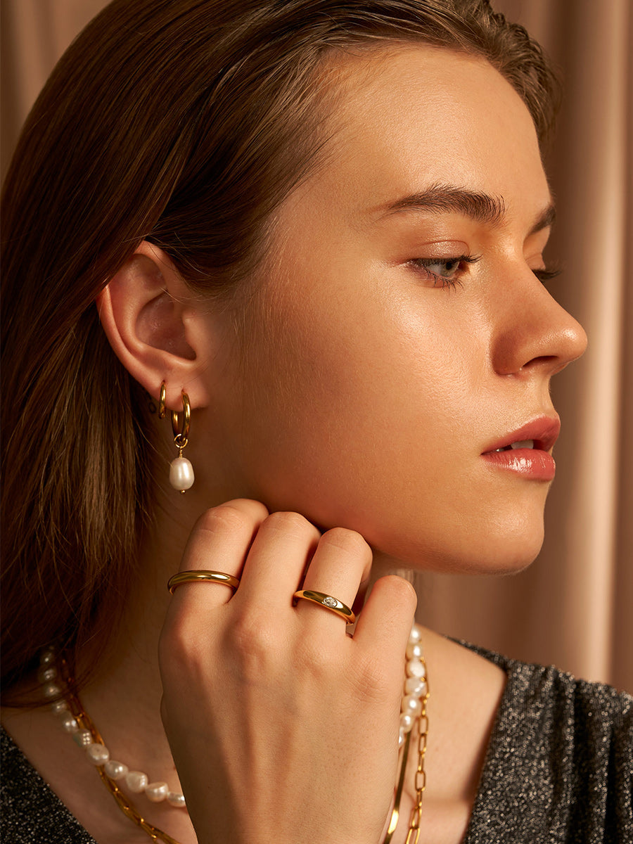 Isabella | Aretes de aro con perla