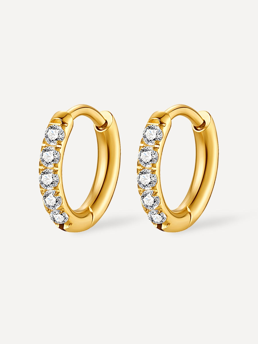 Celeste | Aretes de aro con zirconias