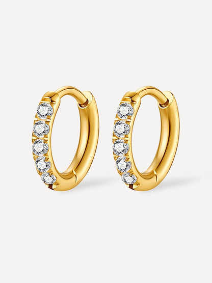 Celeste | Aretes de aro con zirconias