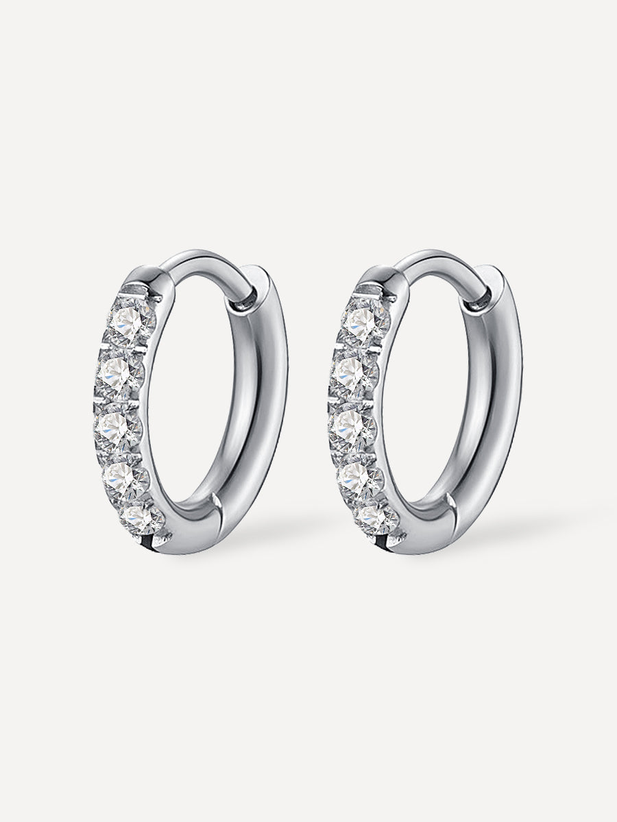 Celeste | Aretes de aro con zirconias