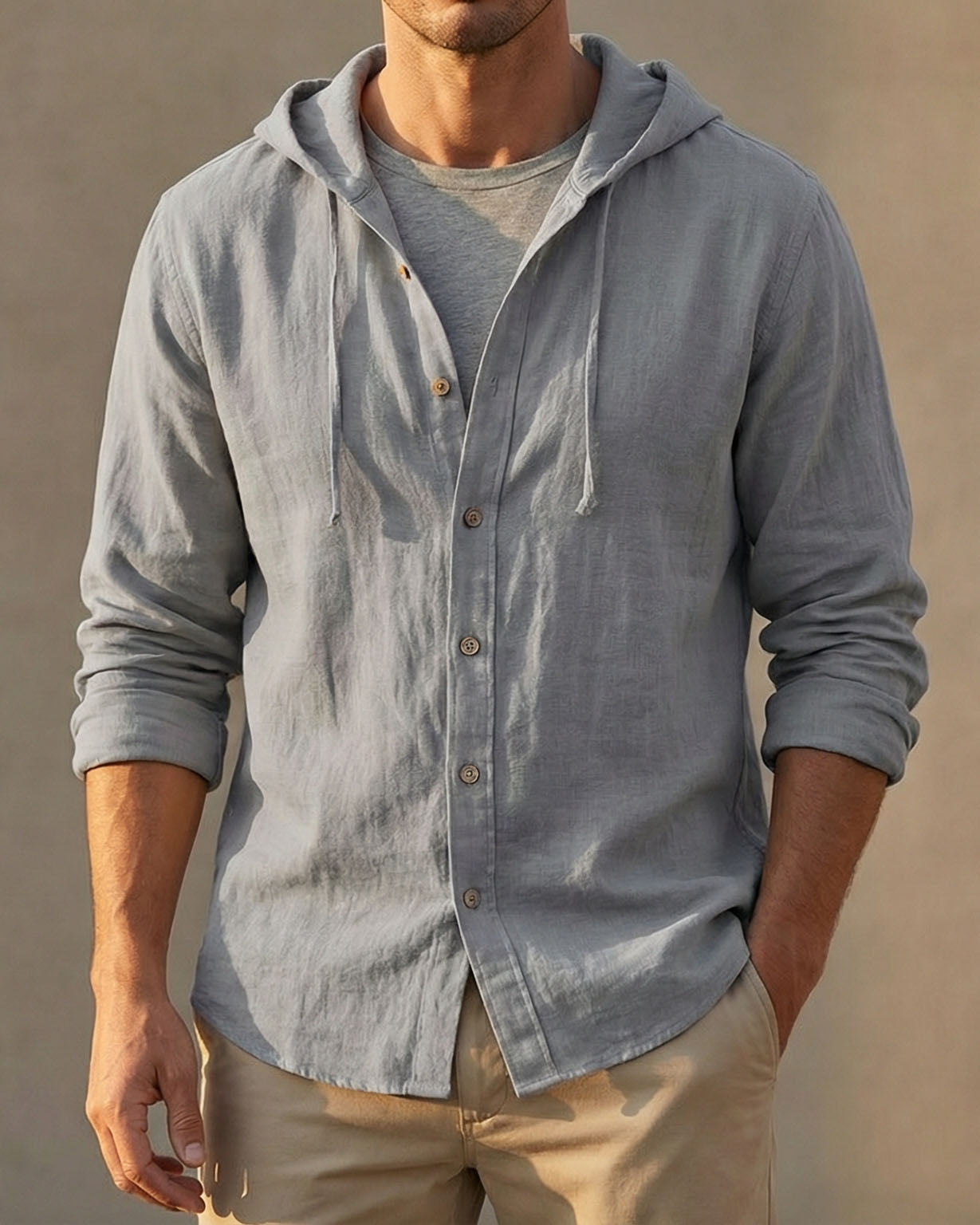 BRUNO | CAMISA CON CAPUCHA DE LINO PARA HOMBRE