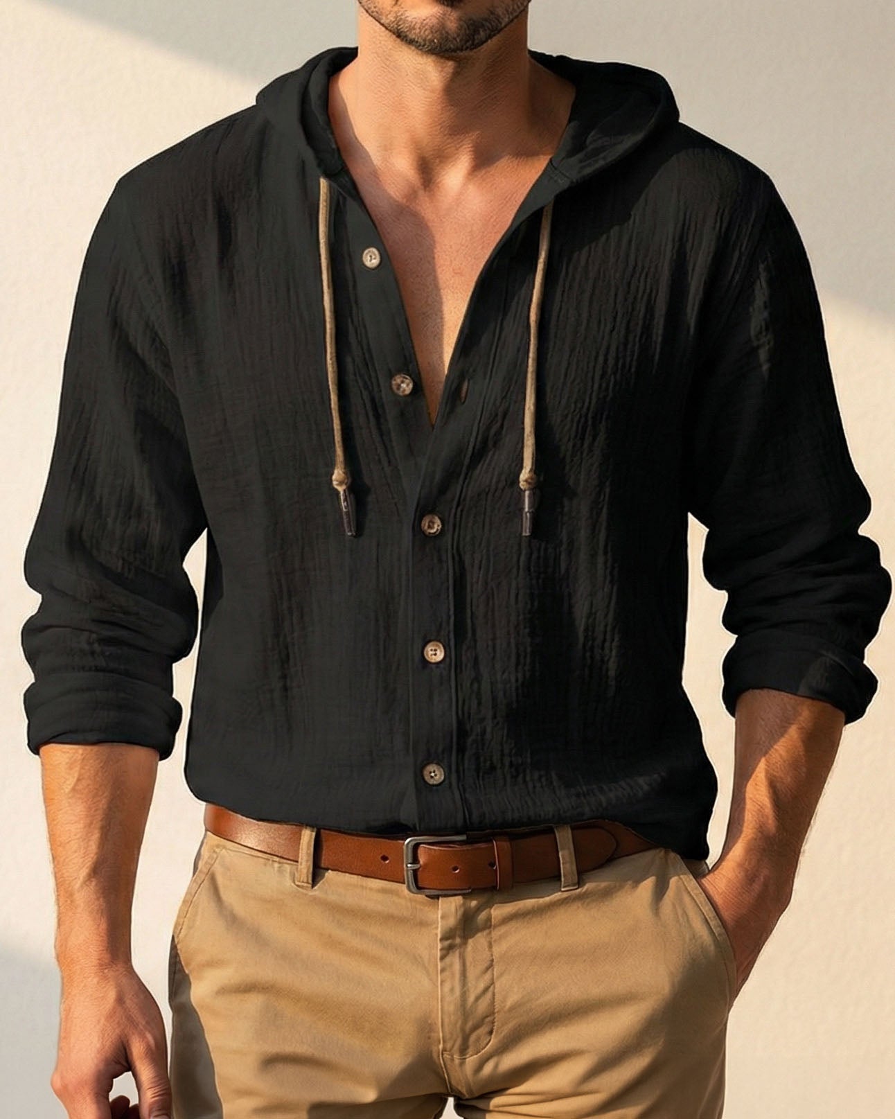 BRUNO | CAMISA CON CAPUCHA DE LINO PARA HOMBRE