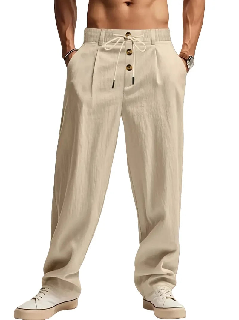 LAURENT MONACO | PANTALONS RELAXÉS EN LIN POUR HOMMES