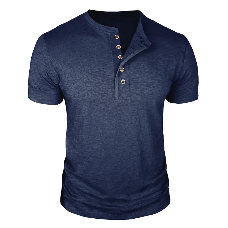 LAURENT MONACO | T-SHIRT À PATTE DE BOUTONNAGE POUR HOMMES