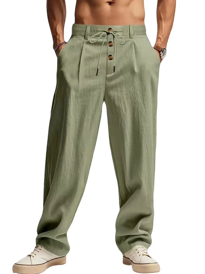 LAURENT MONACO | PANTALONS RELAXÉS EN LIN POUR HOMMES