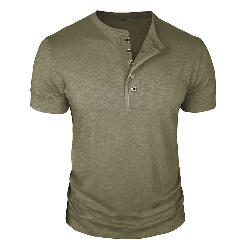 LAURENT MONACO | T-SHIRT À PATTE DE BOUTONNAGE POUR HOMMES