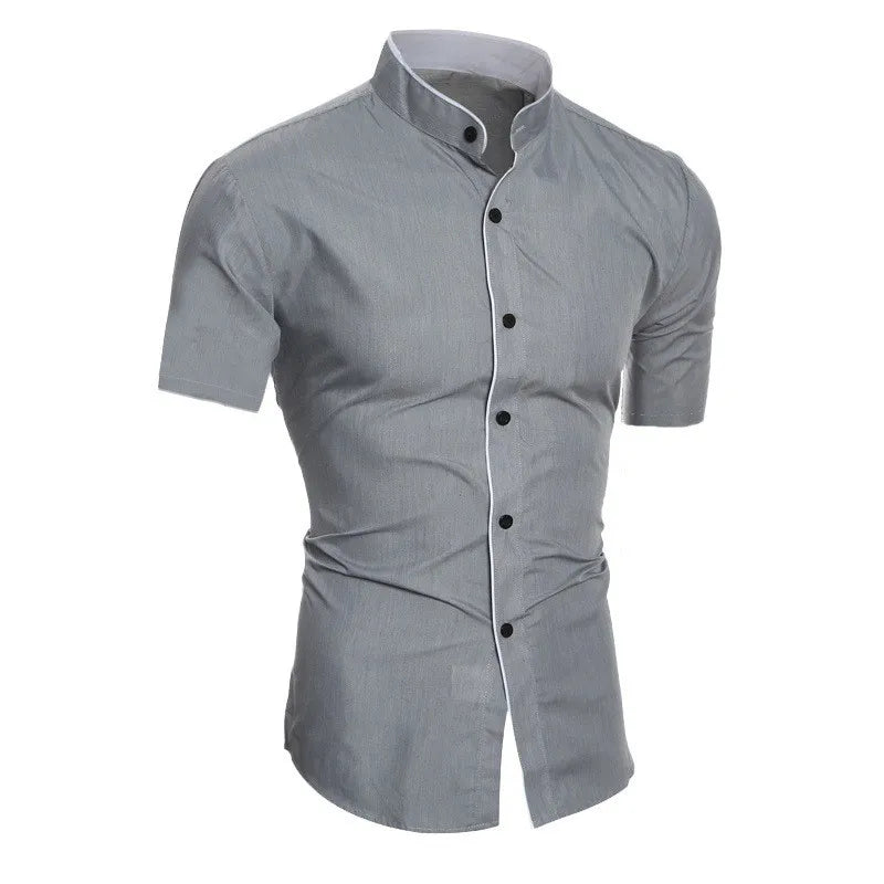 LAURENT MONACO | CHEMISE À MANCHES COURTES COL MONTANT POUR HOMME