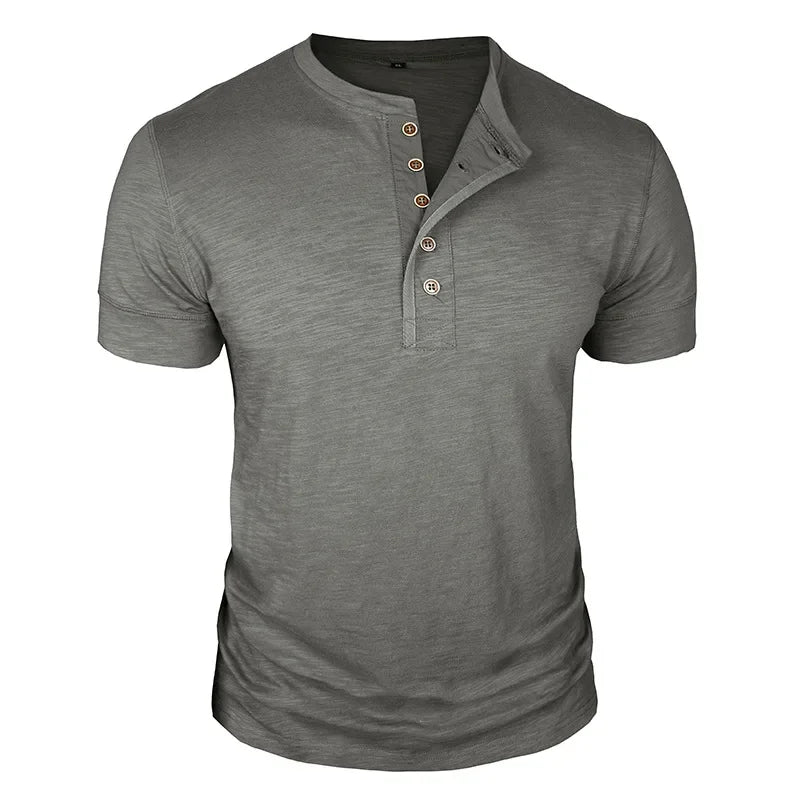 LAURENT MONACO | T-SHIRT À PATTE DE BOUTONNAGE POUR HOMMES