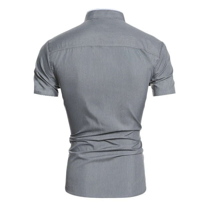 LAURENT MONACO | CHEMISE À MANCHES COURTES COL MONTANT POUR HOMME