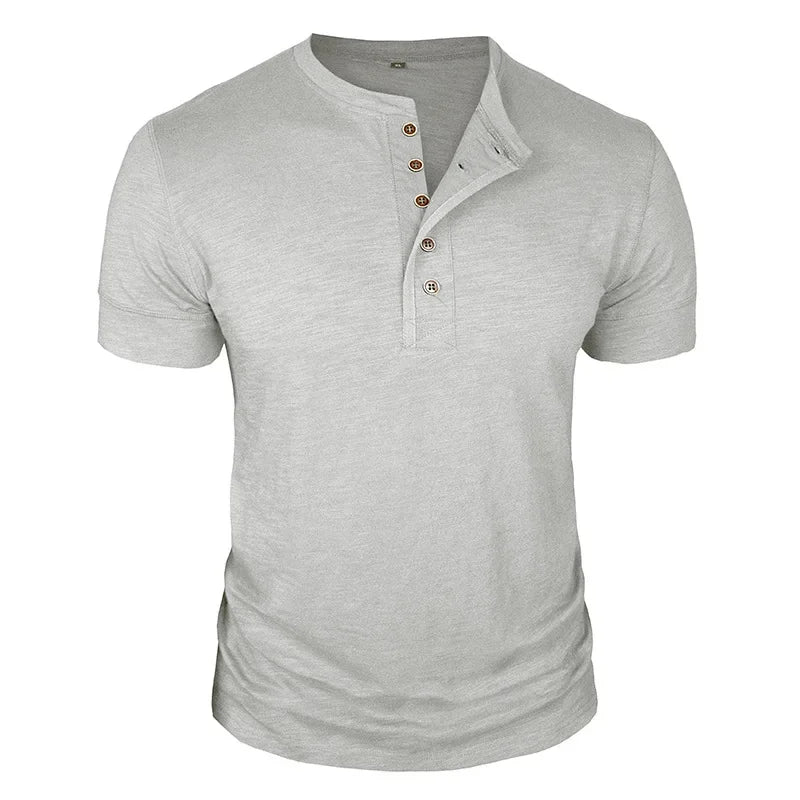 LAURENT MONACO | T-SHIRT À PATTE DE BOUTONNAGE POUR HOMMES
