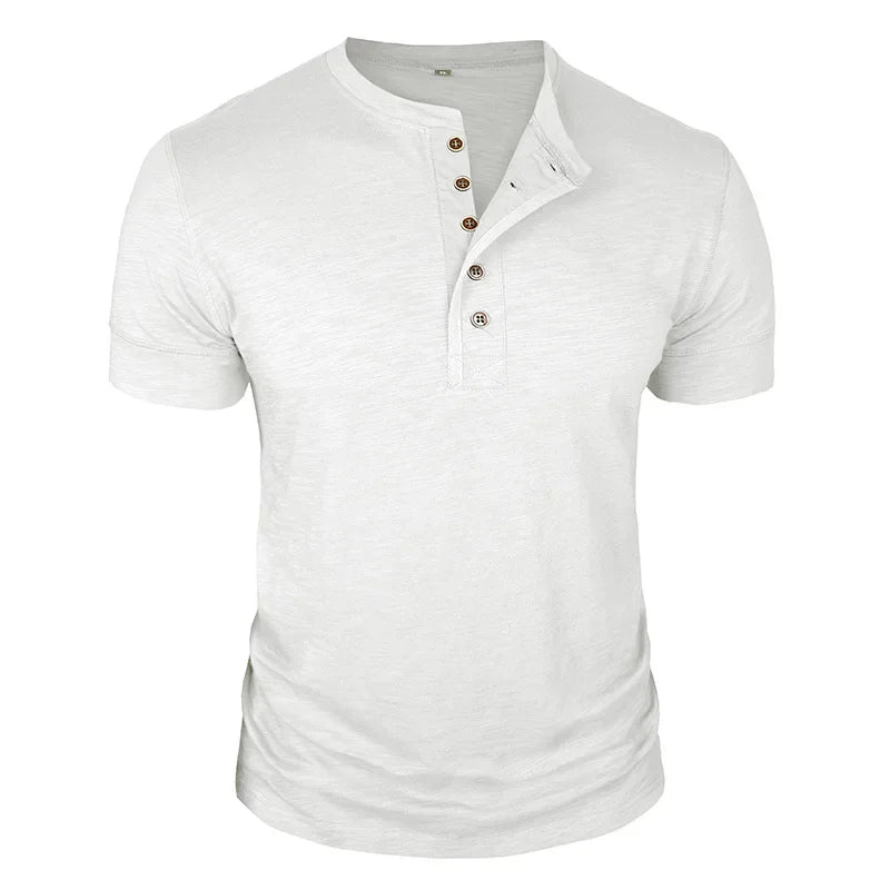 LAURENT MONACO | T-SHIRT À PATTE DE BOUTONNAGE POUR HOMMES
