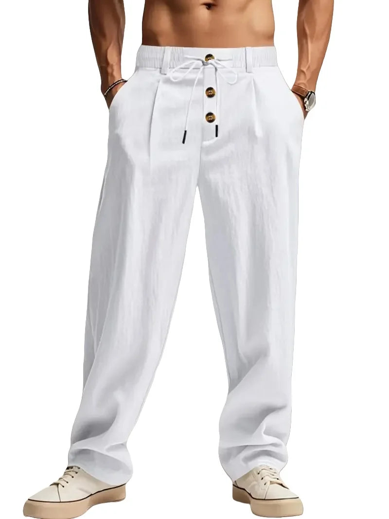 LAURENT MONACO | PANTALONS RELAXÉS EN LIN POUR HOMMES