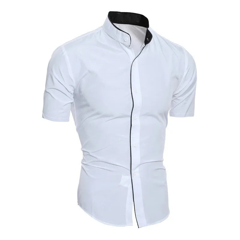 LAURENT MONACO | CHEMISE À MANCHES COURTES COL MONTANT POUR HOMME